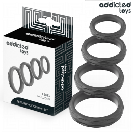 ADDICTED TOYS - TEXTURED COCK RING SET 4 SIZES - D-244829