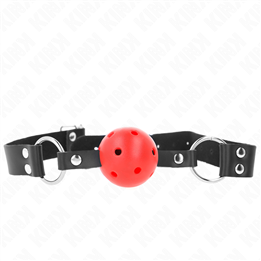 KINK - BREATHABLE BALL 4 CM GAG WITH DOUBLE RIVET RED 62.5 x 2.5 CM ADJUSTABLE 42-58 CM - D-240852