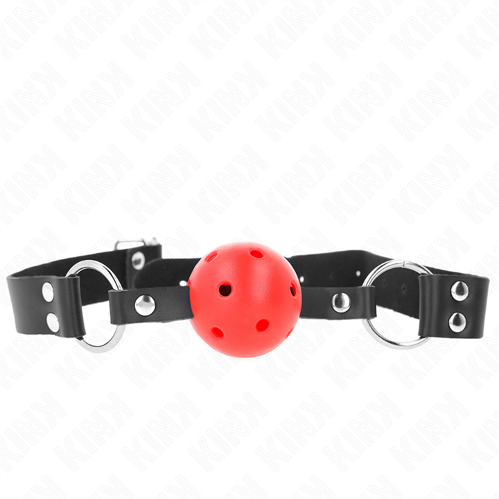 KINK - BREATHABLE BALL 4 CM GAG WITH DOUBLE RIVET RED 62.5 x 2.5 CM ADJUSTABLE 42-58 CM - D-240852