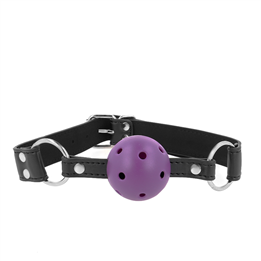 KINK - BREATHABLE BALL 4 CM GAG WITH DOUBLE RIVET PURPLE 62.5 x 2.5 CM ADJUSTABLE 42-58 CM - D-240853