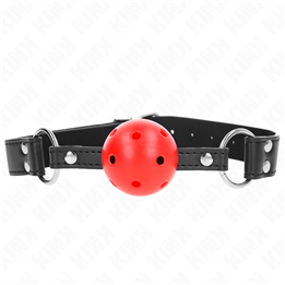 KINK - BREATHABLE BALL 4 CM GAG WITH DOUBLE RIVET LEATHER 62.5 x 2.5 CM ADJUSTABLE 42-58 CM - D-240854