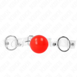 KINK - RED TRANSPARENT PVC BALL 4 CM GAG ADJUSTABLE - D-240876 - Teknashop Ltd