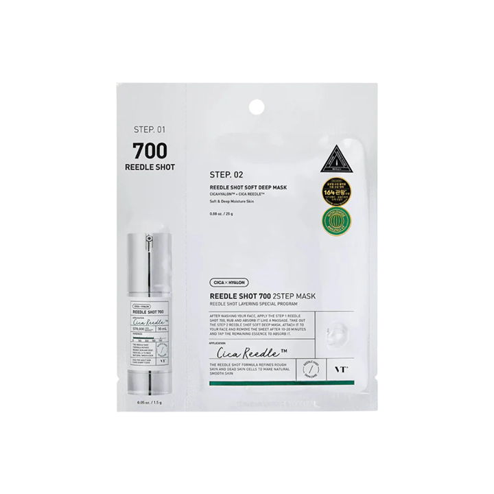 VT Cosmetics, Reedle Shot 700 2 Step, Hydrating & Regenerating, Sheet Mask, For Face, 26.5 g