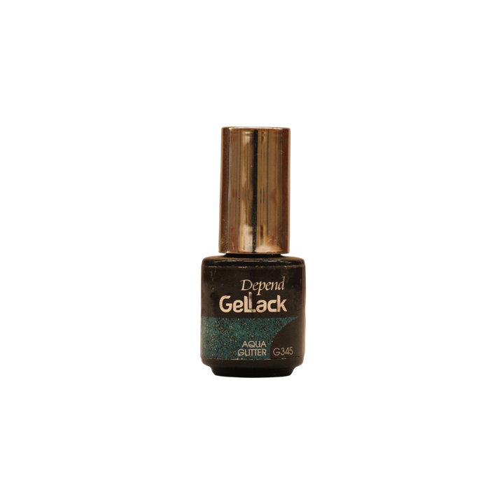 Depend, Gel Lack Aqua Glitter, Glitter, Semi-Permanent Nail Polish, G345, Aqua Glitter, 5 ml *Tester
