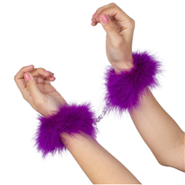 SECRETPLAY - PURPLE MARABOU HANDCUFFS - D-201776