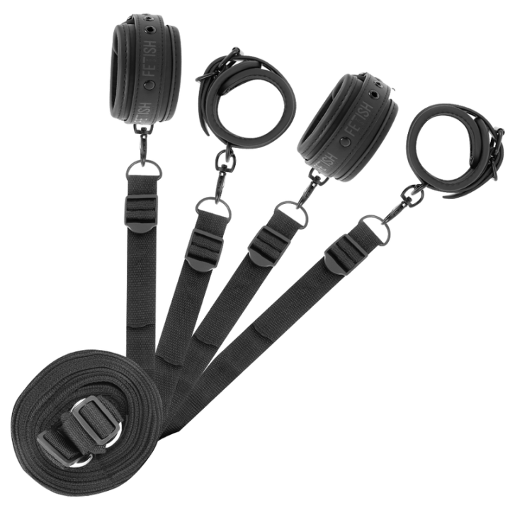 FETISH SUBMISSIVE - SET OF HANDCUFFS AND TIES WITH NOPRENE LINING - D-218902