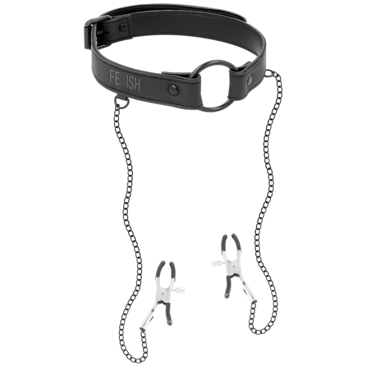 FETISH SUBMISSIVE - GAG RING WITH NIPPLE CLAMPS - D-218917