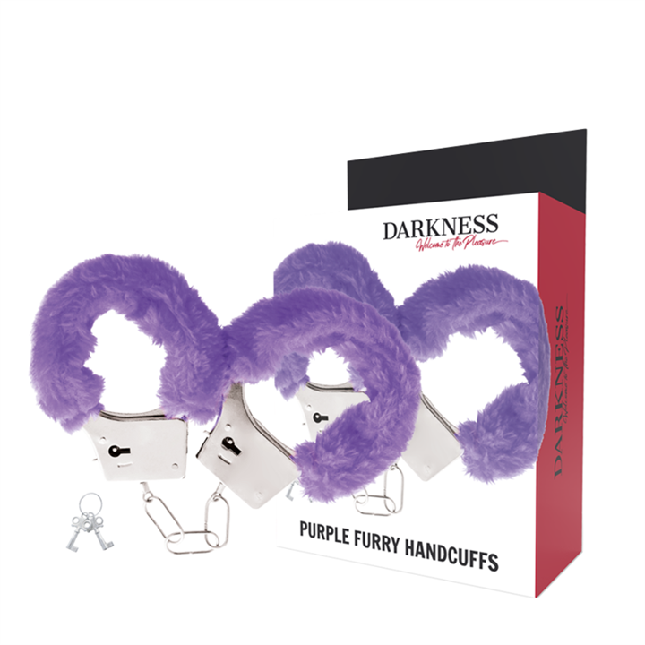DARKNESS - LILAC LINED METAL HANDCUFFS - D-221225