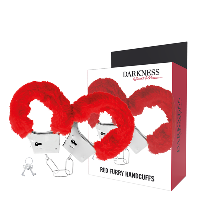 DARKNESS - RED LINED METAL HANDCUFFS - D-221227