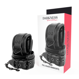 DARKNESS - ADJUSTABLE BLACK LEATHER HANDS HANDCUFFS - D-221228