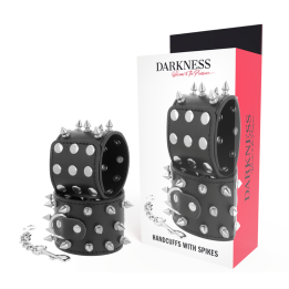 DARKNESS - SKULLS AND BONES BLACK SPIKED HANDCUFFS - D-221235