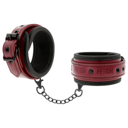 FETISH SUBMISSIVE DARK ROOM - VEGAN LEATHER HANDCUFFS WITH NEOPRENE LINING - D-227423
