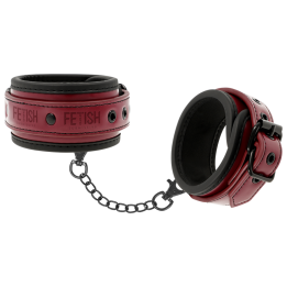 FETISH SUBMISSIVE DARK ROOM - VEGAN LEATHER ANKLE HANDCUFFS WITH NEOPRENE LINING - D-227424