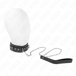 KINK - PVC LEATHER NECKLACE WITH BELT 105 CM RHINESTONE RIVET 41.5 X 4 CM - D-240758