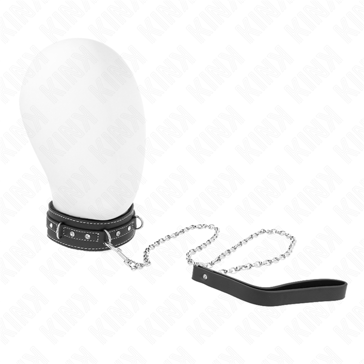 KINK - PVC LEATHER NECKLACE WITH BELT 105 CM RHINESTONE RIVET 41.5 X 4 CM - D-240758