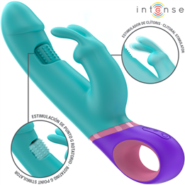 INTENSE - MONICA RABBIT VIBRATOR WITH ROTATING G-SPOT STIMULATOR BLUE - D-241960