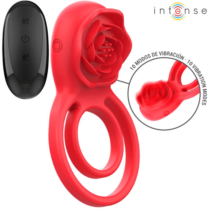 INTENSE - GAIL STIMULATOR ROSE 10 VIBRATIONS RED REMOTE CONTROL - D-241974