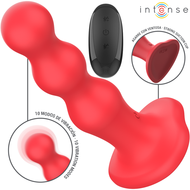 INTENSE - CODY VIBRATOR WITH SUCTION CUP RED REMOTE CONTROL - D-241975