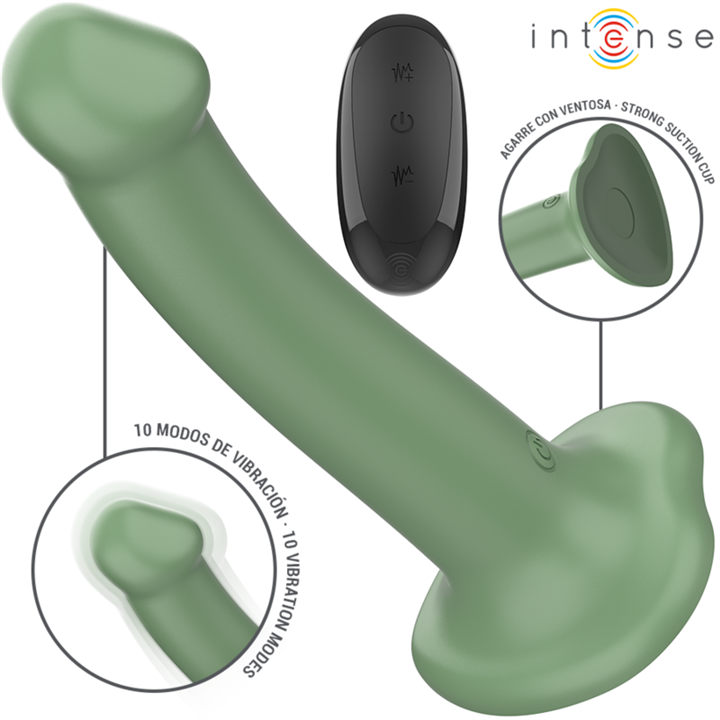 INTENSE - BECCA VIBRATOR WITH SUCTION CUP 10 VIBRATIONS GREEN REMOTE CONTROL - D-241983