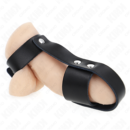 KINK - LEATHER PENIS CAGE RING WITH ADJUSTABLE BALL DIVIDER - D-241247 - Teknashop Ltd