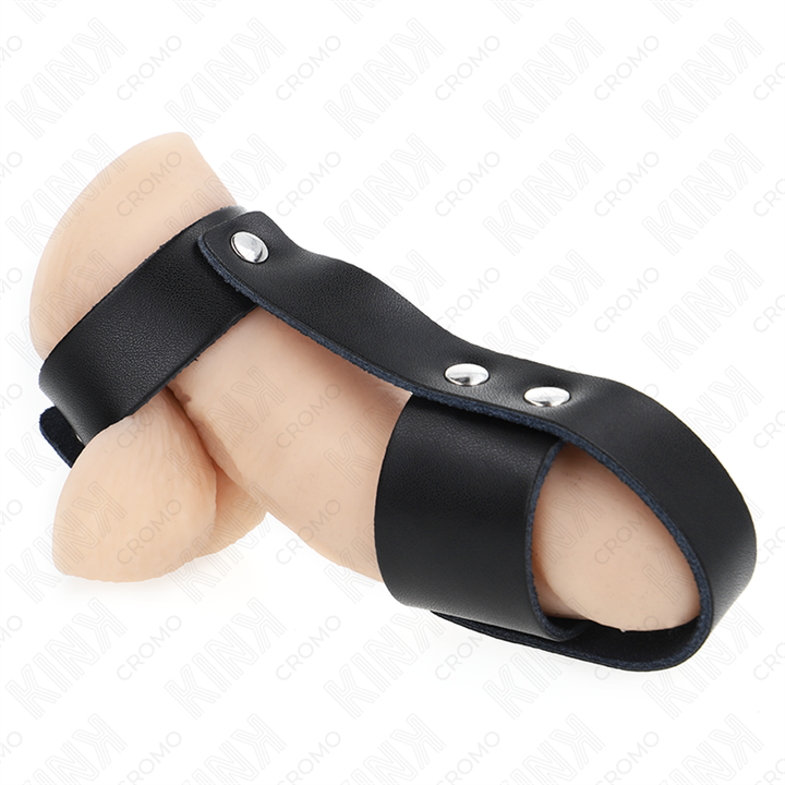 KINK - LEATHER PENIS CAGE RING WITH ADJUSTABLE BALL DIVIDER - D-241247 - Teknashop Ltd