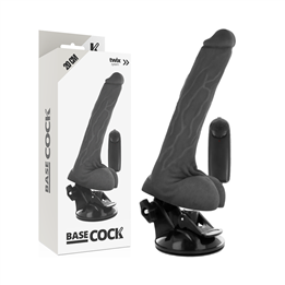 BASECOCK - REALISTIC BLACK REMOTE CONTROL VIBRATOR WITH TESTICLES 20 CM -O- 4 CM - D-223024