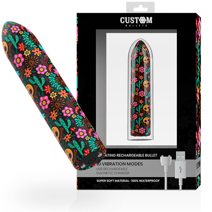 CUSTOM BULLETS - RECHARGEABLE SKULL MAGNETIC BULLET 10 INTENSITIES - D-225611