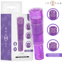 INTENSE - KURT MINI MASSAGER WITH 4 INTERCHANGEABLE HEADS PURPLE - D-245645