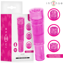 INTENSE - KURT MINI MASSAGER WITH 4 INTERCHANGEABLE HEADS PINK - D-245647