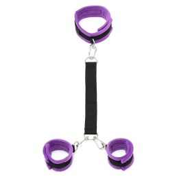 Handcuffs to Collar with Leash Adjustable Purple - R7029
