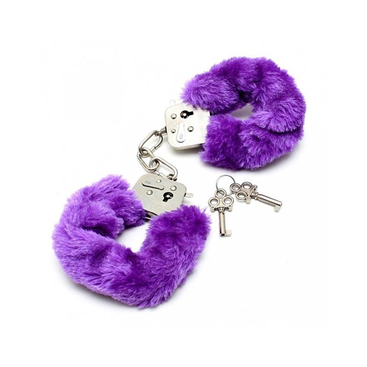 Police cuffs with Purple Fur-Adjustable - R8002
