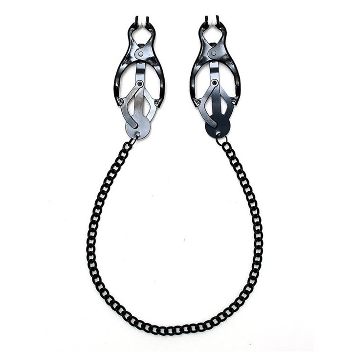 Adjustable nipple clamps butterfly style with black chain - R8168