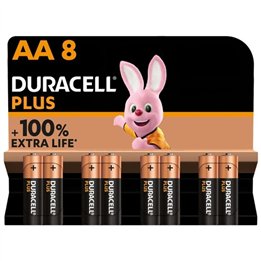 DURACELL - PLUS POWER 100 ALKALINE BATTERY AA LR6 8 UNIT - D-230395