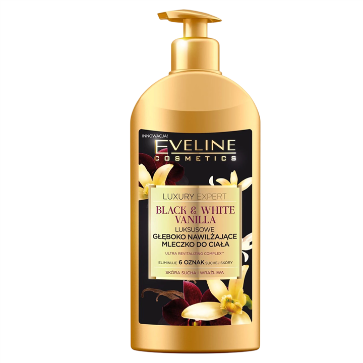 Eveline Cosmetics, Luxury Expert Black & White Vanilla, Vanilla, Hydrating, Apply daily, Body Lotion, 350 ml - Teknashop Ltd