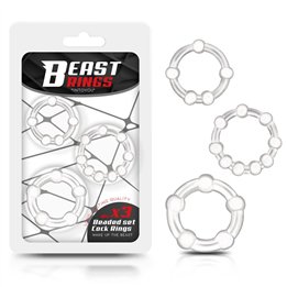 Set of 3 Penis Ring Beaded Flexibles Clear - BR-777