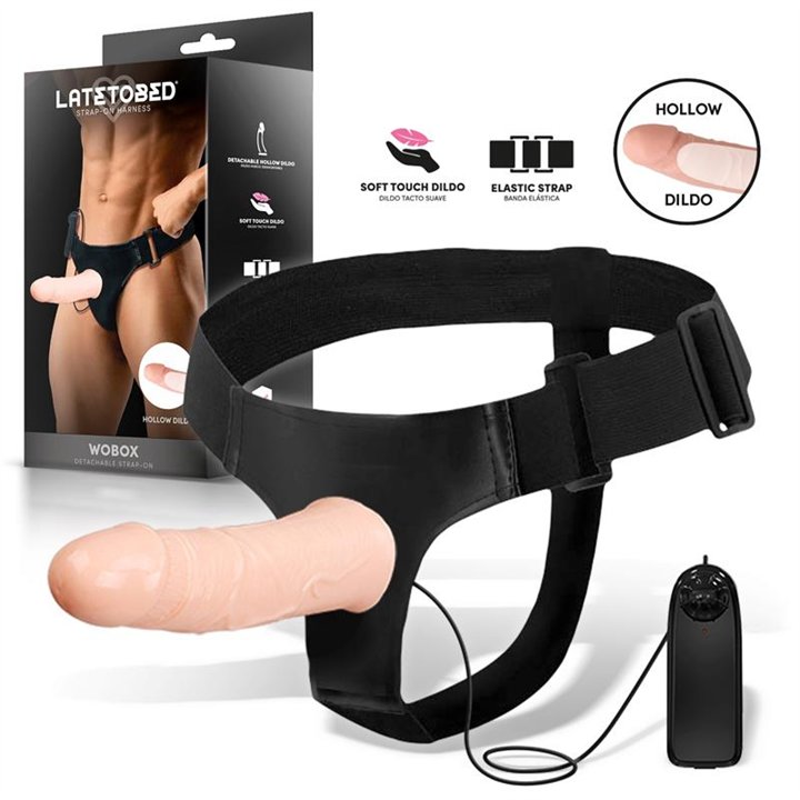Wobox Detachable Strap-On with Hollow Dildo, Vibration and Remote Control - LT-746
