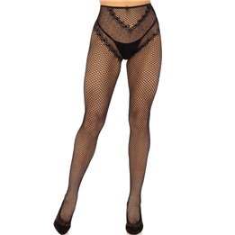 LEG AVENUE - CROTCHLESS FISHNET STOCKINGS BLACK - D-240001