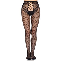 LEG AVENUE - 1966 NET TIGHTS WITH CROTCHLESS PANTY BLACK - ONE SIZE - D-245339