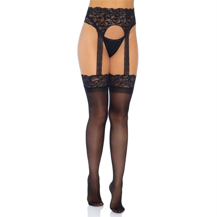 LEG AVENUE - OPAQUE GARTERBELT STOCKING ONE SIZE - D-228373