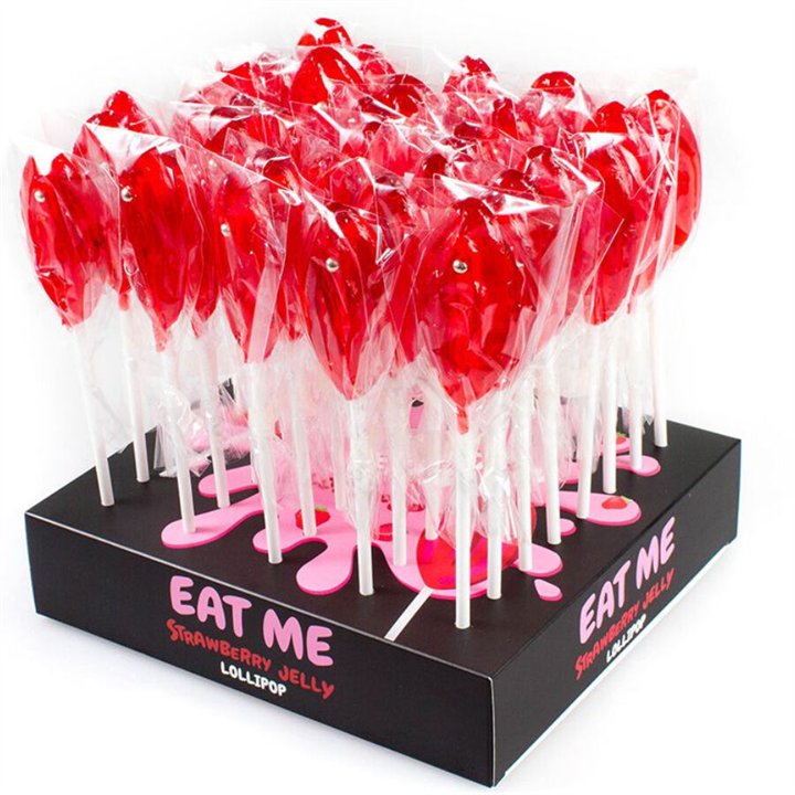 SECRETPLAY - DISPLAY ASSORTMENT VAGINA LOLLIPOPS STRAWBERRY 40 UNITS - D-242773