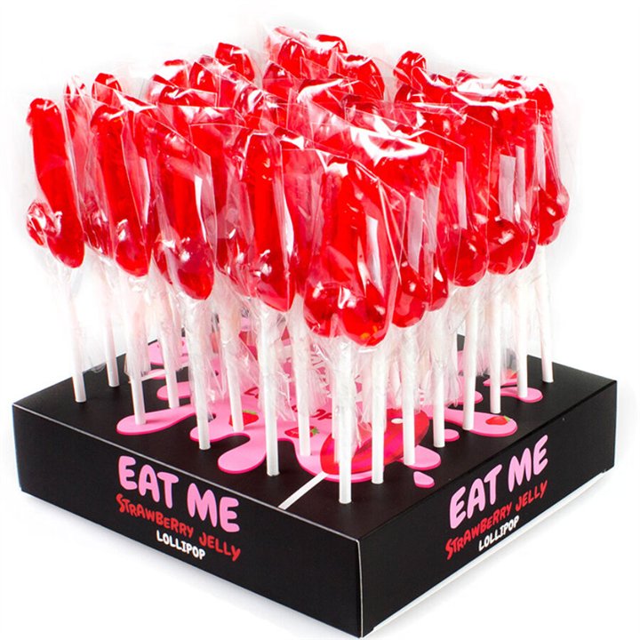 SECRETPLAY - DISPLAY ASSORTMENT PENIS LOLLIPOPS STRAWBERRY 40 UNITS - D-242774