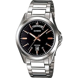 CASIO COLLECTION Mod. DAY DATE - BLACK ROSE GOLD INDEX - WW.MTP-1370D-1A2VDF - Teknashop Ltd