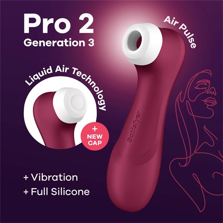 Pro 2 Gen 3 Liquid Air Technology Suction and Vibration Wine Red - 4061504051871