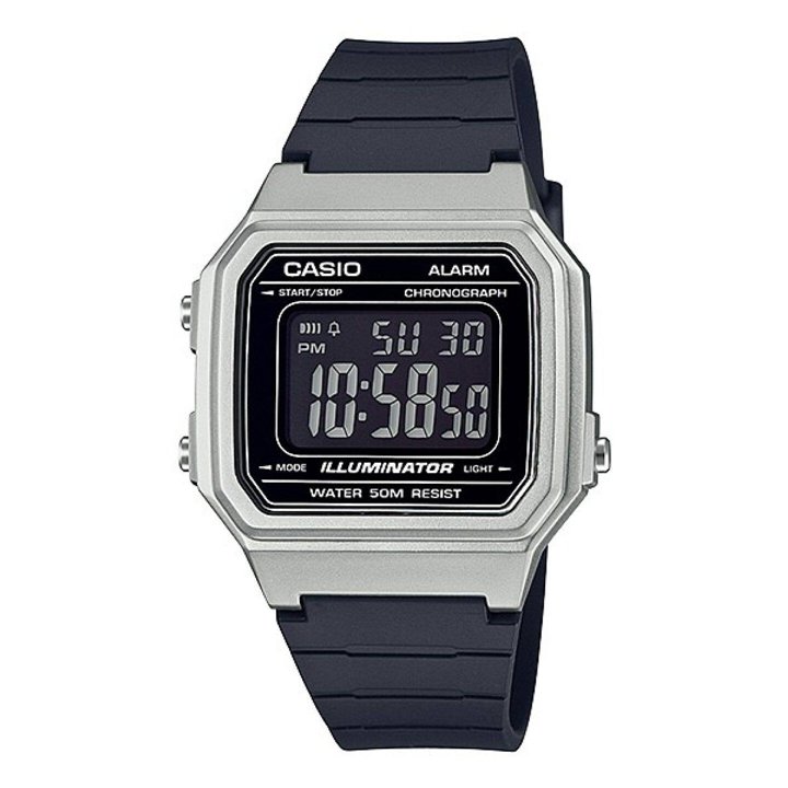CASIO TIMELESS COLLECTION Mod. SPORT ILLUMINATOR WR 50M, ALARM, CHRONOGRAPH - SILVER - METAL SERIE - WW.W-217HM-7BVDF