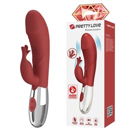 PRETTY LOVE - ROSEWOOD RABBIT VIBRATOR 30 FUNCTIONS USB RECHARGEABLE RED - D-246044
