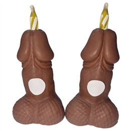 DIABLO PICANTE - PENIS BIRTHDAY NUMBER CANDLES DARK TONE 2 UNITS - D-245435 - Teknashop Ltd