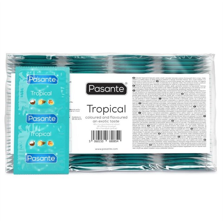PASANTE - TROPICAL MANGO PINEAPPLE AND COCONUT FLAVOURED CONDOMS 53 MM 144 UNITS (BAG) - D-232084