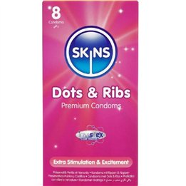 SKINS - DOTS & RIBS PREMIUM CONDOMS PACK 8 - D-244400