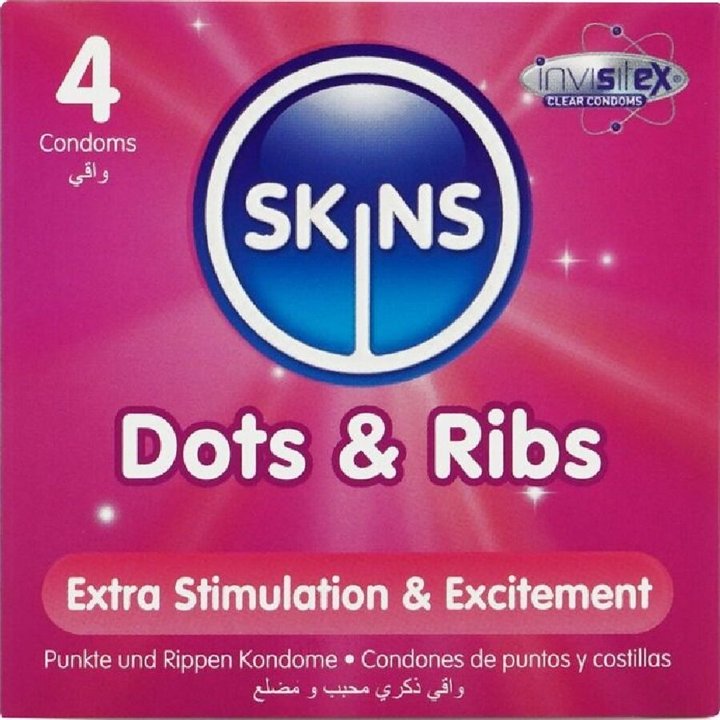 SKINS - DOTS & RIBS PREMIUM CONDOMS PACK 4 - D-244401