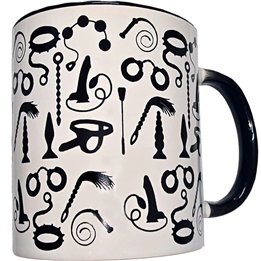 DIABLO PICANTE - WHITE BONDAGE MUG WITH BLACK HANDLE 370 ML - D-244771